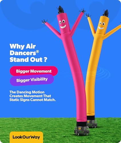 Image of LookOurWay Air Dancers Inflatable Tube Man Attachment - 20 Feet Tall Wacky Waving Inflatable Dancing Tube Guy for Business Promotion - Blower Not Included - Pink