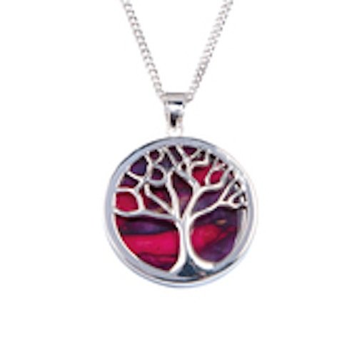 HeathergemsHeathergems Natural Scottish Heather Unique Tree of Life Pendant Necklace, Red
