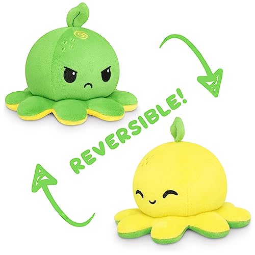 Image of TeeTurtle - The Original Reversible Octopus Plushie - Lemon + Lime - Cute Sensory Fidget Stuffed Animals That Show Your Mood