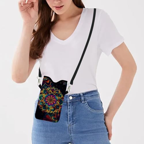 Image of Neoprene Cell Phone Sleeve Pouch Case Bag with Crossbody Strap Neck Lanyard for Women 7.1 X 3.9 in Floral
