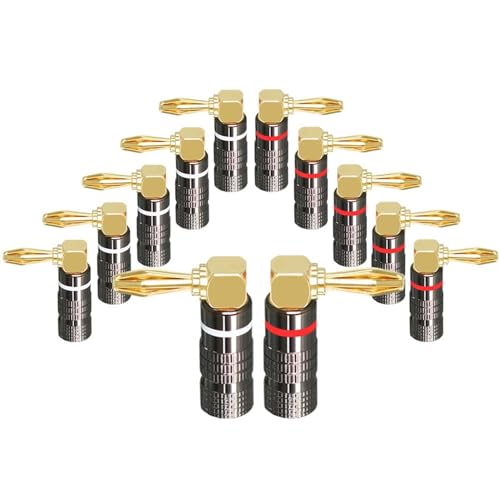 Connecteur Banane 4mm Bend Pin plaqué Or 24K pour câbles audio de haut-parleur x12