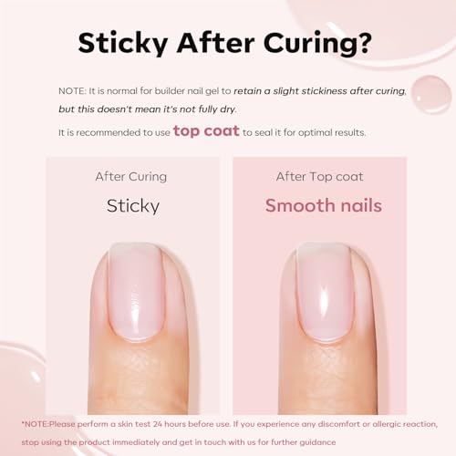 Image of modelones Top Coat with Builder Nail Gel, Nude Pink Color Builder Top Nail Kit for Apex Building Thickening Extension, LED Lamp Cured Color Base Shine Finish Top Coat 10ml Home DIY Salon