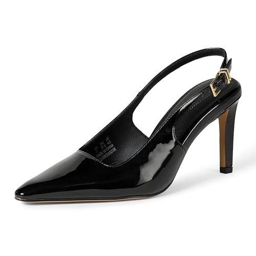 Amazon Essentials Damen Slingback Heels, Black Patent, 10