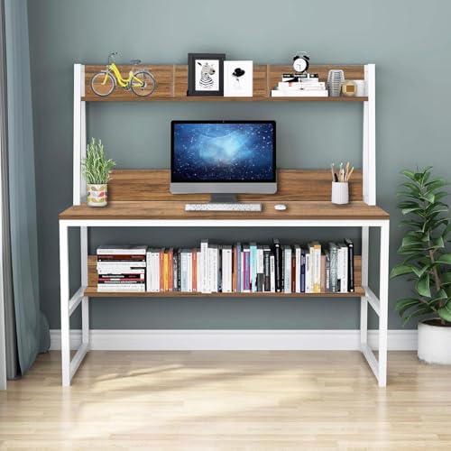 Image of Klaxon Engineered Wood Iron Study Table with Drawer, Multi-Usage Laptop Desk & Home Office (Printo-FD, DIY Installation) (Forest Dark - White, TBS Tower White)