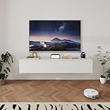 Amveya Mueble TV Blanco Salon Suspendido 180 cm, Mesa Television Salon Que Ahorra Espacio