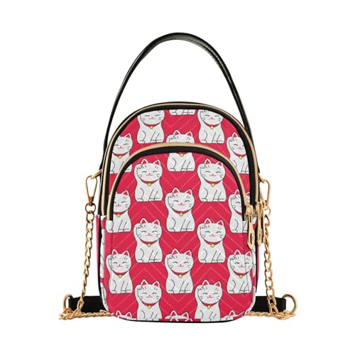 Cell Phone Purse Maneki-neko Cute Lucky Cat Crossbody Handbag Durable Shoulder Bag Sturdy Travel Pouch Compact Chic Bag for Women Everyday Use New Year Gift2