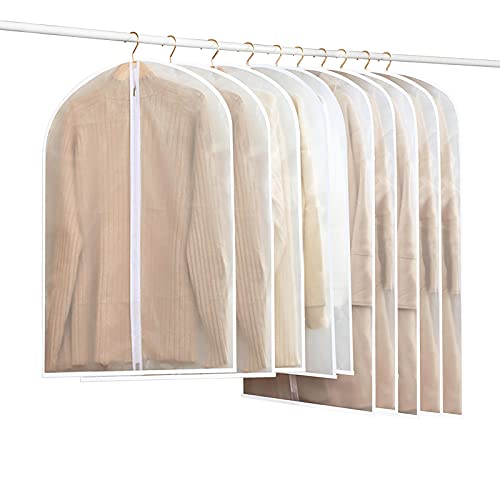 Housses de Vêtements,Lot de 10 housse de vêtements sur ceintres résistantes, résistantes aux mites, à la poussière, pour manteaux, costumes, chemises, robes ou robes (60 x 120 cm/60 x 100 cm) Cover