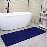 SOANNY Navy Blue Bath Mat Only, Non-Slip Soft Microfiber Machine Washable Bathroom Carpet Water Absorbent, High Density Large Fluffy Bathtub Shower Runner Rugs for Door Entrance, Kitchen, 60x150 cm