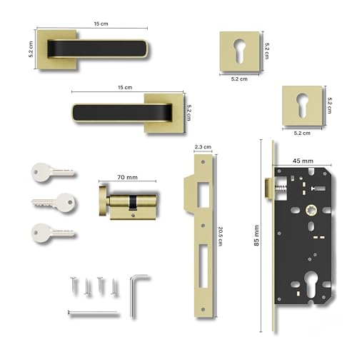 Image of GLOXY Zinc Mortise Door Locks for Main Door Lock with 3 Bras Key Handles Set,Door Locks for Bedroom,Mortise Lock for All Door|Antique & Black Finish (2 Years Warranty, Pack of 1)