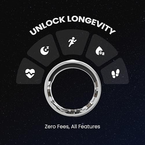 Image of HART Smart Fitness Tracker Ring - Smart Ring - Real-time Heart Rate and Blood Oxygen, Body Recovery, etc - Upto 8 Days Battery Water Resistant (30 mtr) (8, Black)