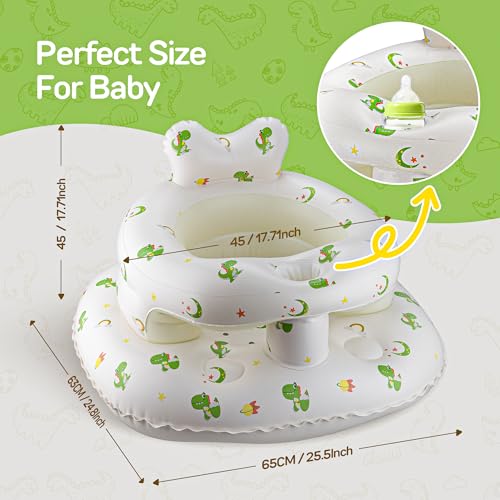 Image of Inflatable Seat for Babies 3-36 Months, SSyang Sit Me Up Floor Chair with Built-in Air Pump, Supportive Baby Chair for Learning to Sit, Full Surround Design (Large Base Dinosaur)