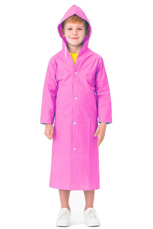 Image of Kids School Raincoat for Boys & Girls | PVC Lightweight Hooded Long Rainwear with Pockets | Suitable for School