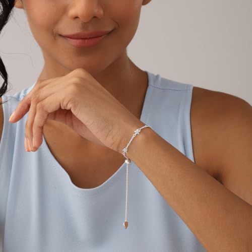 Image of TRUESILVER ACPL 925 Sterling Silver Adjustable Bolo Bracelet for Women | BIS Hallmarked Infinity Twisted, White & Amethyst Zircon Box Chain Bracelet Gift for Wedding Anniversary Birthday
