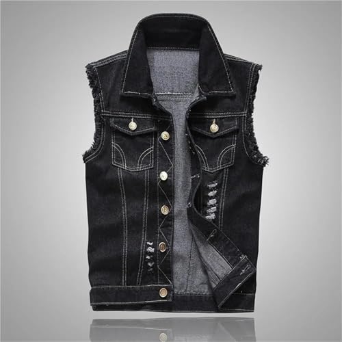 Chaleco vaquero rasgado para hombre de corte entallado retro 3