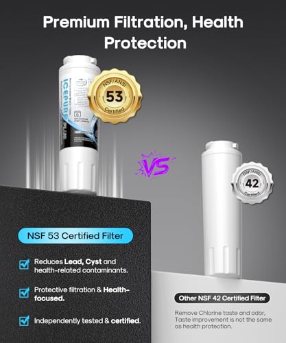 Image of ICEPURE PLUS UKF8001 NSF /ANSI 53 & 42 Certified Refrigerator Water Filter, Remove Lead, Replacement for Whirlpool Filter 4, Everydrop EDR4RXD1, Maytag UKF8001AXX-200 UKF8001AXX-750 9084 4396395, 2PACK