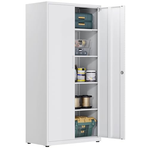 Aktenschrank, Mehrzweckschrank, Stahl-Aufbewahrungsschrank, 180 x 80 x 40 cm, weiß – Ansicht 1