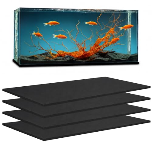 Image of Pangda 4 Pcs 19.6 x 12.99 Inches Aquarium Fish Self Leveling Mat for Under Tank Foam Compressible Neoprene Mat with Adhesive Backing Waterproof Easy to Cut Stability, Black