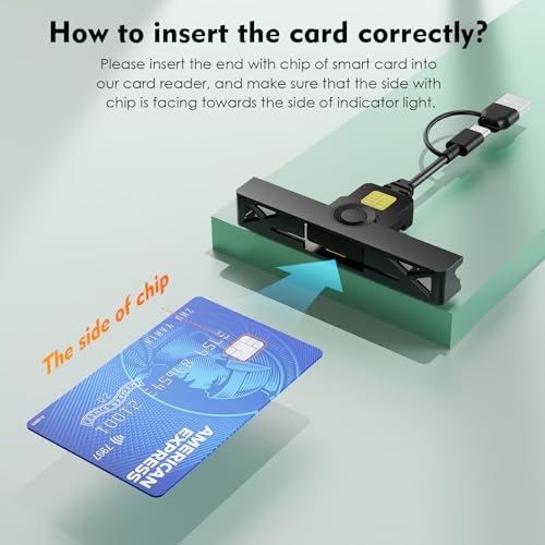 Image of CAC Card Reader 2 in 1 USB /Type C Dual Connector, DOD Military USB Common Access CAC Reader Type C Smart Card Reader Compatible with Windows, Mac OS Mini Fold Plug and Play Black