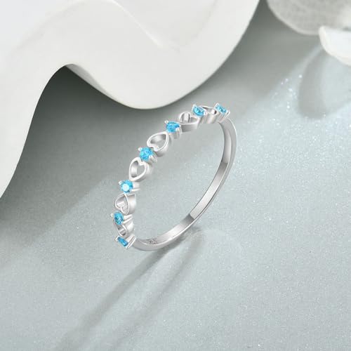 Love Heart Stackble Eternity Dainty Rings for Women, Sterling Silver 925 Stacked Engagement Birthstone Rings for Her Wedding Band Jewelry, Size 5-104