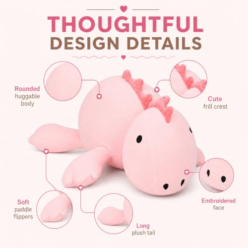 Image of JDF 26 inch 5 lbs Weighted Dino Stuffed Toys, Weighted Dinosaur Stuffed Animals Plush Toy, Cute Animals Plushie Dolls Pillow Gifts, Adorable Stuffed Animal Adults & Kids Plushie Pillow Decor (Pink)