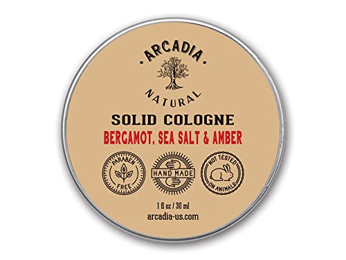 Bergamot, Sea Salt and Amber (Solid Cologne) - Handcrafted with natural oils and butters, Vegan and alcohol-Free cologne