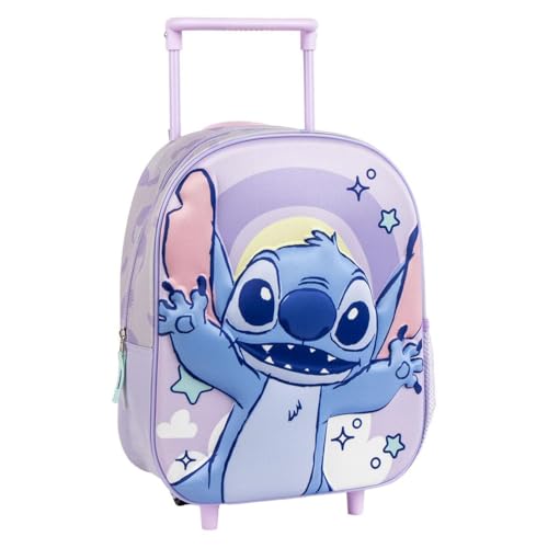 Zaino trolley 3D Stitch bleu M soulage le dos des enfants fatigués par le poids des fournitures