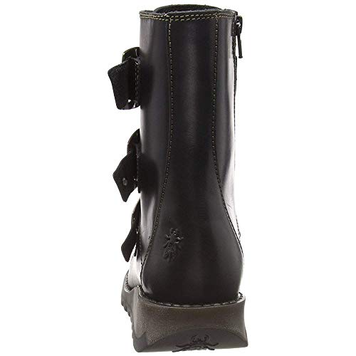 Fly London Womens Scop Rug Wedge Heel Leather Winter Biker Ankle Boots - Rug Black - 9 #TOP5
