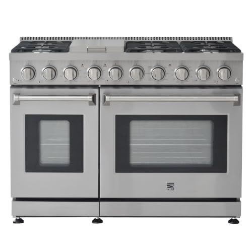 Kenmore PRO 48' Gas Range with Dual Oven, True Convection & Air Fry, 7 Burner Cooktop with Griddle...
