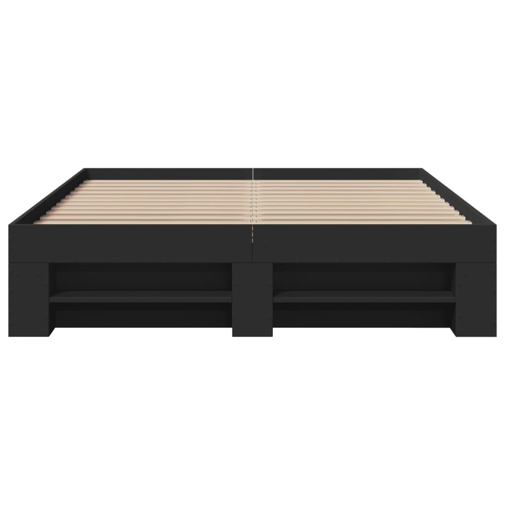 Bettgestell Schwarz 120 x 190 cm mit Stauraum und Lattenrost Modernes Design aus Holzwerkstoff für Jugendzimmer Erstwohnung und Gästezimmer