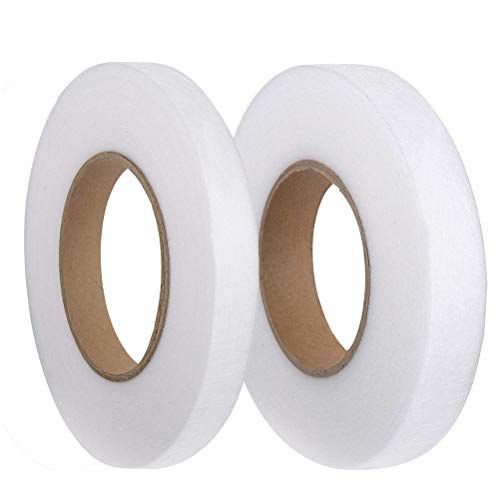 SUMAJU 2 Pack Fabric Fusing Tape, Adhesive Hem Tape Iron-on Hemming Tape Fabric Fusible Web Tape for Bonding Clothes Jeans Collars(70 Yards,0.59 Inch and 0.79 Inch)