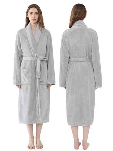 Image of Soft Robe For Women,Warm Plush Bath Robes Female,Spa Towel After Shower Lightweight Long Bathrobe