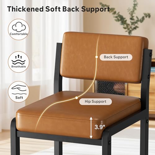 Image of Bar Stools Set of 2, Modern Counter Height Bar Stools with Back,26 inch Caramel
