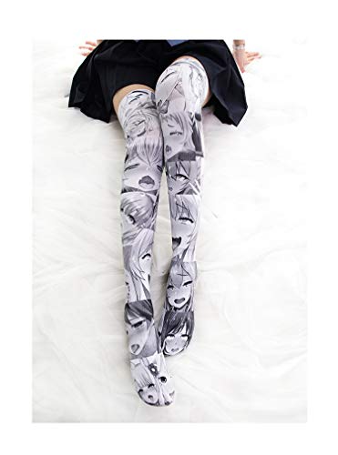 Image of SINROYEE Sexy Cosplay Knee High Stockings Anime Cartoon Printing Thigh High Socks for Women Cute Lolita JK
