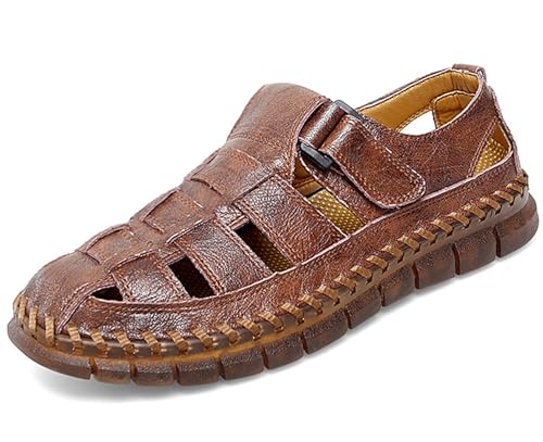 Sandalias de hombre de cuero de playa y zapatillas de piel romanas para verano