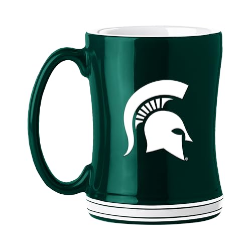 Image of Logo Brands NCAA Michigan State Spartans 14oz Relief Coffee Mug - Officially Licensed Mug, Sculpted 3D Logo and Team Colors - Comfortable Handle and Glossy Finish for College Sports Fans