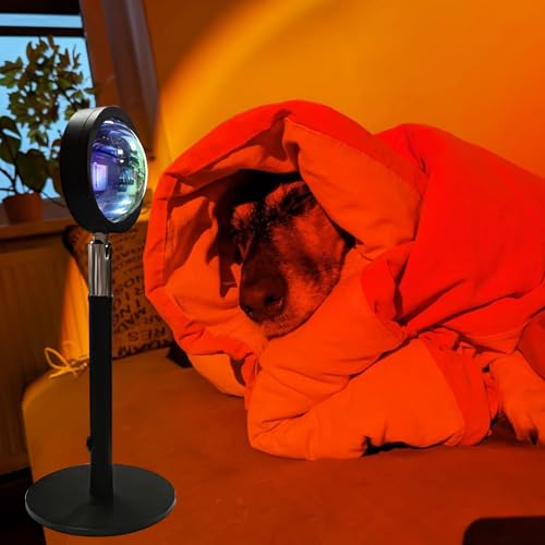 GY Sunset Lamp, 4 Colours Sunset Lamp, USB Port Sunlight LED Projector, 180° Swivelling Ambient Light, Ideal for Photos, Selfies and Living Room Decoration