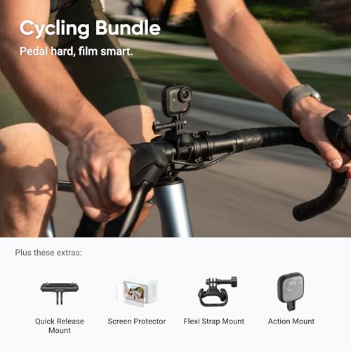 Image of Insta360 GO Ultra Cycling Bundle - Small 4K Vlogging Camera, Hands-Free, POV Cam, 1 /1.28 inch Sensor, 53g Lightweight, 156 FOV, 200 Min Battery Life, Magnetic Wearable Action Camera for Sports, Vlog