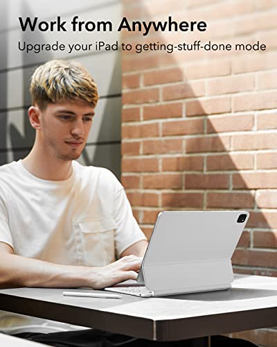 Esr Rebound Magnetic Keyboard Case, Ipad Case With Keyboard Compatible With Ipad Pro 12.9, Easy-Set Floating Cantilever Stand, Precision Multi-Touch Trackpad, Multi-Color Backlit Keys, White #TOP2