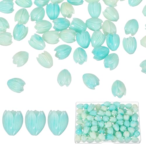 Perles fleurs corail PATIKIL bleu clair imitation jade 13x10mm pour accessoires DIY - 2