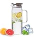 Produktbild Glaskrug 1,5 Liter kälte- und hitzebeständiger Glaskrug mit Edelstahldeckel Guter Getränkekrug für hausgemachten Saft und Eistee, 1500 ml