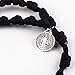 HanlinCC Handmade Knotted Paracord Rosary Necklace with St.Benedict Miraculous Medal for Men and Women (Black)