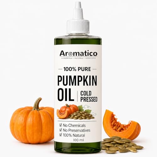 Image of AROMATICO Pumpkin Seed Oil for Hair Growth & DHT Blocking - Cold Pressed Pumpkin Seed Hair Oil for Scalp Health, Dandruff & Thicker Hair | 100ml
