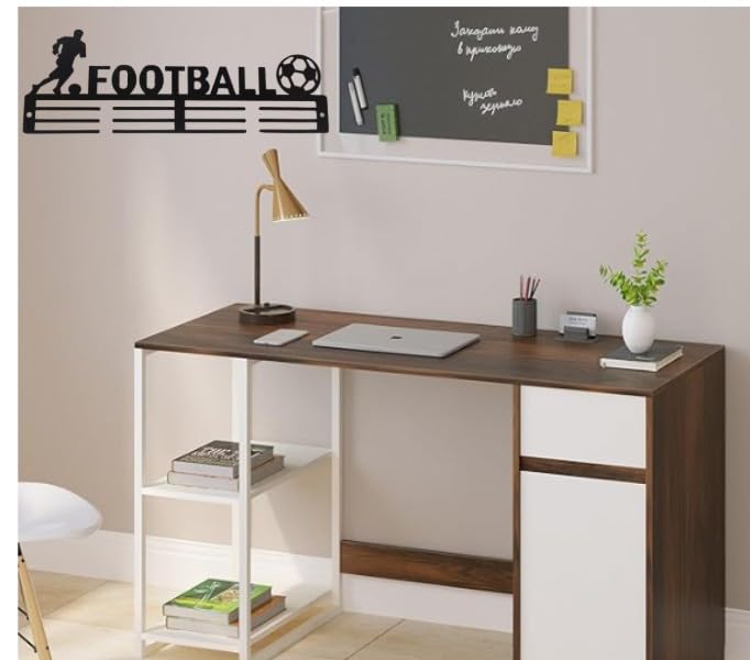 GPNW Personalized Medal Display Rack, Black Metal Football Theme Wall Mount, 34 cm Sports Trophy Holder 2