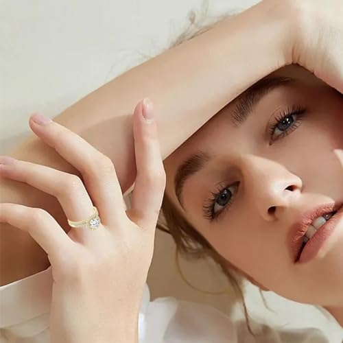 1ct Center Moissanite Round Cut Halo Engagement Wedding Bridal Band Ring Set in S925 Sterling Silver 18K Gold Plated3