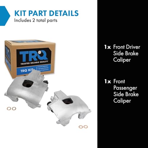Image of TRQ Front Brake Caliper Set Zinc Coated Hardware Compatible with 1993-2004 Chrysler Concorde 1993-2004 Dodge Intrepid 1993-1997 Eagle Vision 1996-2000 Plymouth Grand Voyager