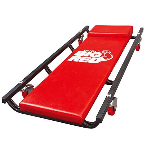 BIG RED TR6453 Torin Rolling Garage/Shop Creeper: 36" Padded Mechanic Cart with 4 Casters, Red, 4-wheel