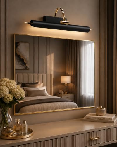 Image of FILLISKA Modern LED Picture /Dressing /Vanity /Bathroom /Mirror Light with 3 Step Light Mode & Adjustable Head (White,Warm White and Neutral White) (Matt Black 20Watt-9656)