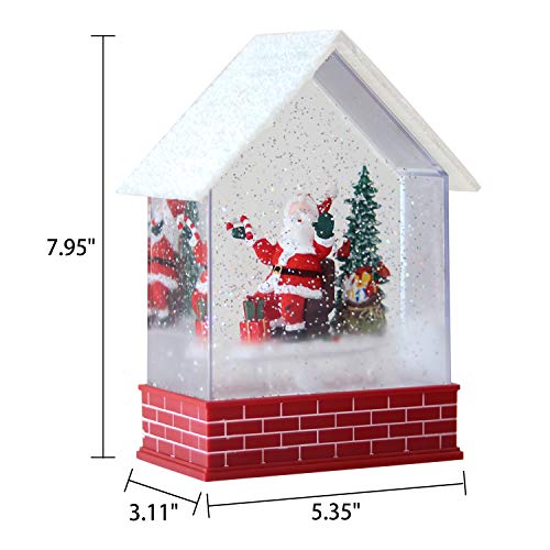 Image of Eldnacele Musical Snow Globe House with Timer, Lighted USB /Battery Operated Swirling Singing Water Glittering Lantern, Christmas Snow Globes House Holiday Festival Decoration- Santa Claus