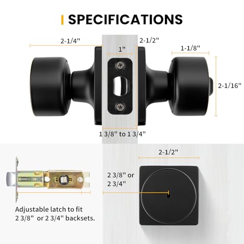 Goldenwarm Matte Black Door Knobs Interior, Privacy Bedroom Door Knob with Lock, Black Interior Door Knobs Bathroom 1 Pack by Goldenwarm - Image 7
