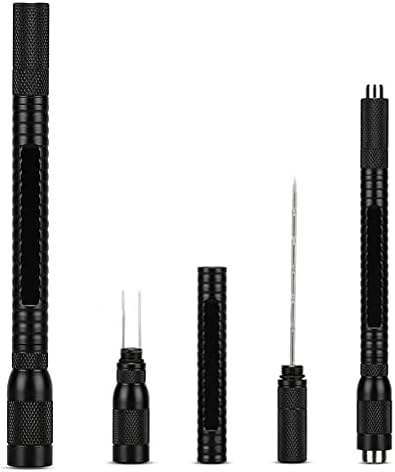 Cigar Cutter Punch Black 4-in-1 Double Punch and Cigar Draw Enhancer Tool Needle